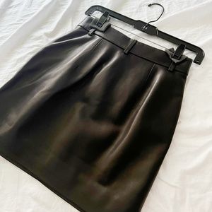 Theory Pleat Mini Skirt in Leather